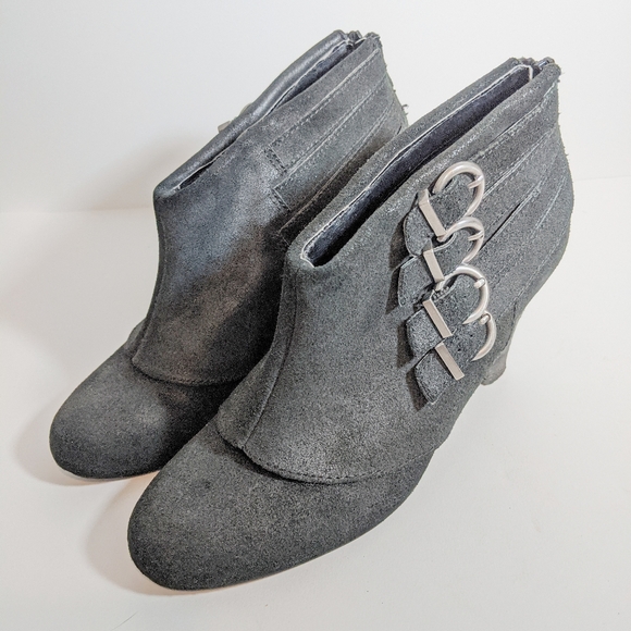 naughty monkey Shoes - Naughty monkey black suede booties silver buckles